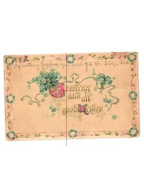 Vintage 1912 Embossed Postcard Greeting Good Wishes Forget Me Nots Germany